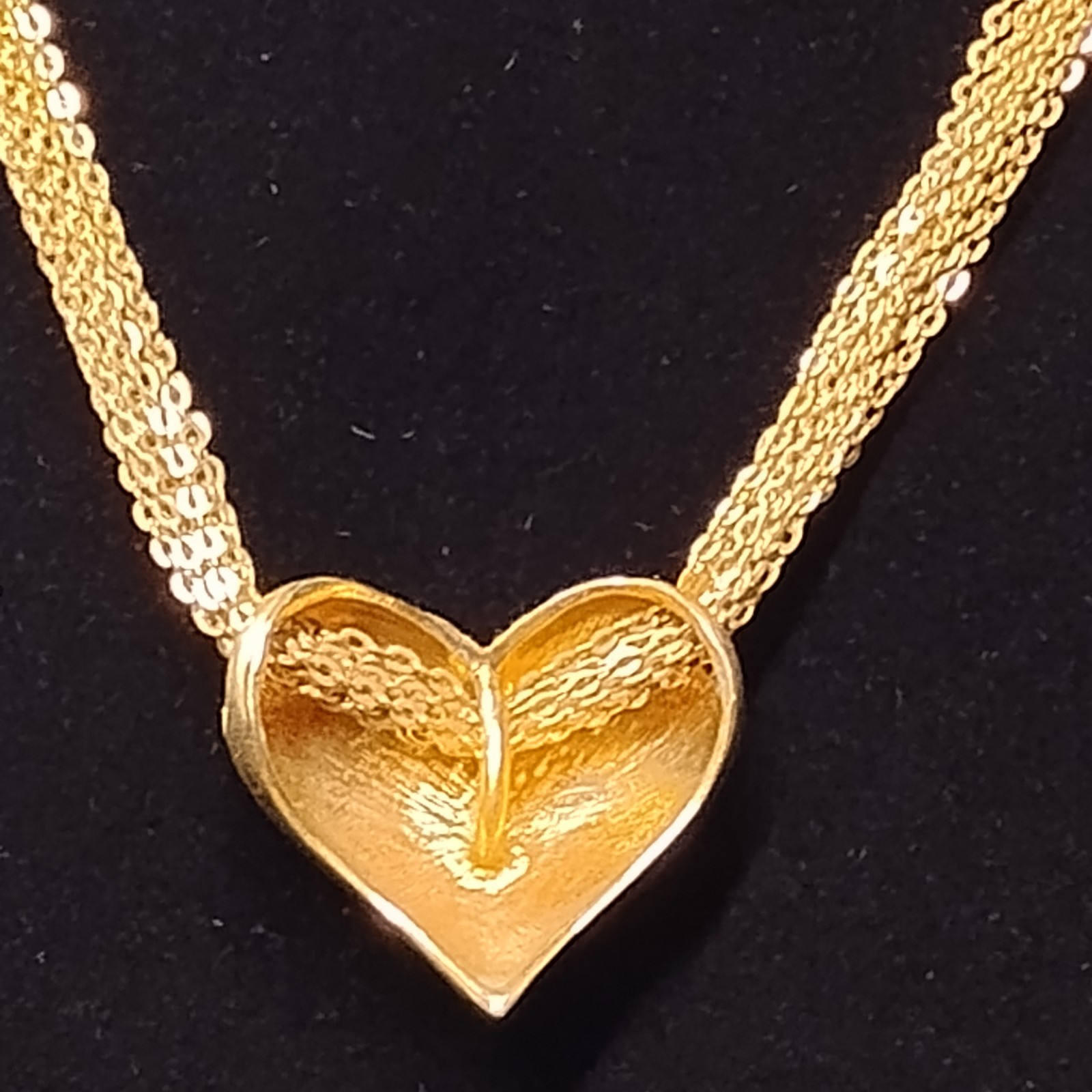Heart Shape Pendant Necklace Multiple Chain Adjustable Brass Style Metal