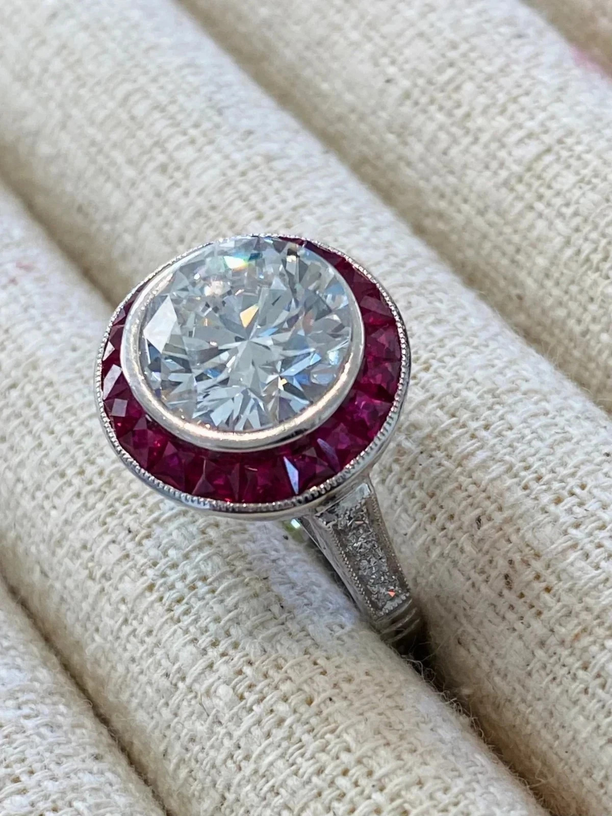 Art Deco Style 5.2Ct Lab Created Diamond Anniversary 14K White Gold Finish Ring