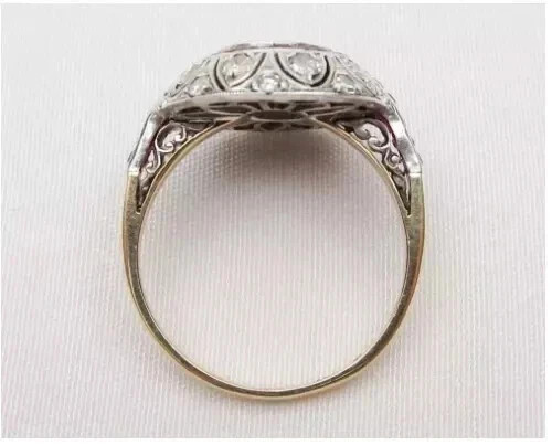2Ct Art Deco Style Round Cut Lab Created Diamond 14K Yellow Gold FN Wedding Ring