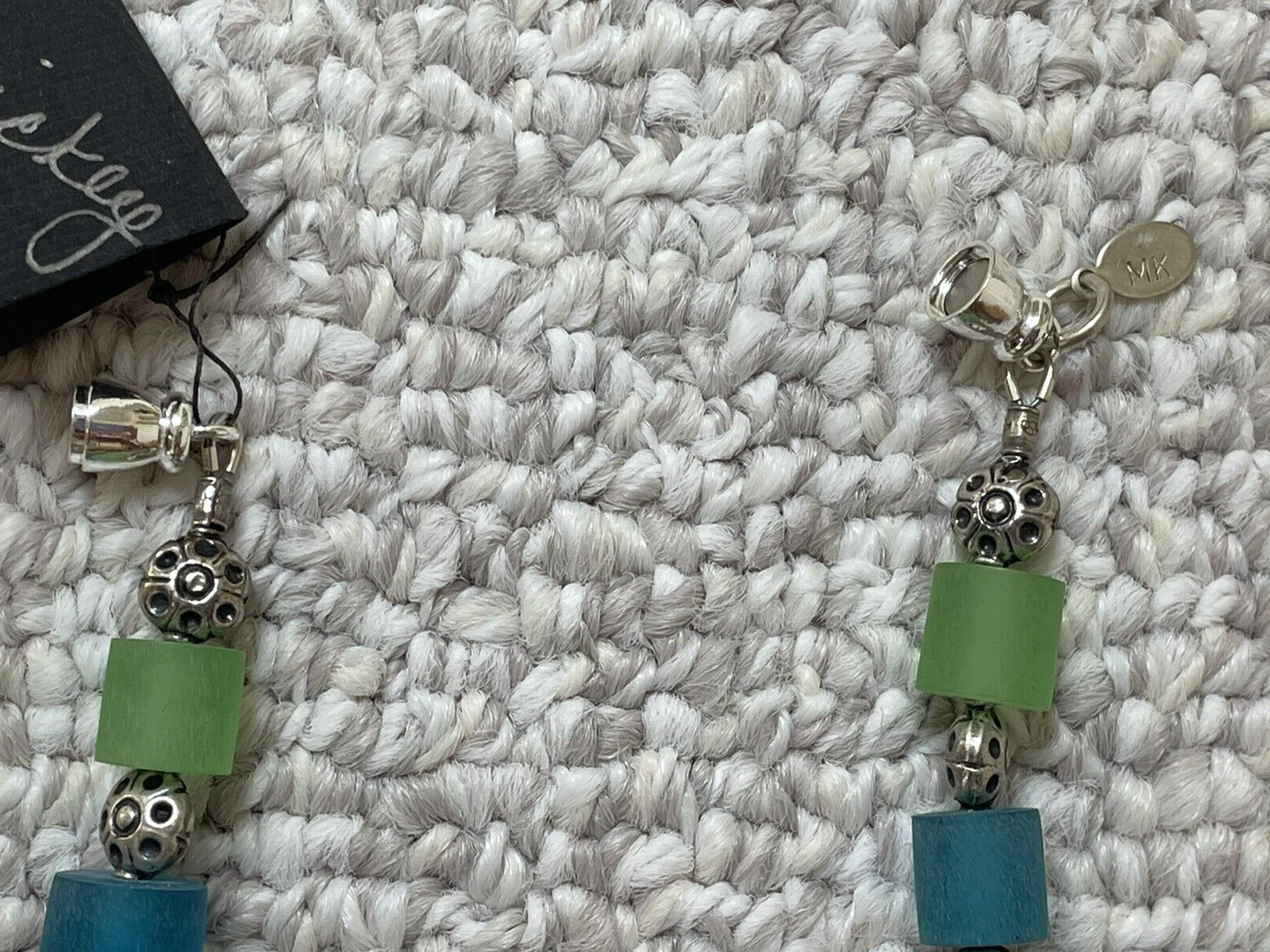 Vintage signed Artisan MK Micky Krunkle Caged Art Glass Beaded 19″ Necklace