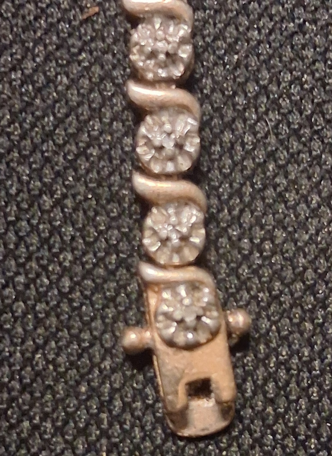 ​Vintage 925 Sterling Silver S-Link Tennis Bracelet Cluster Sparkle Accent 7″