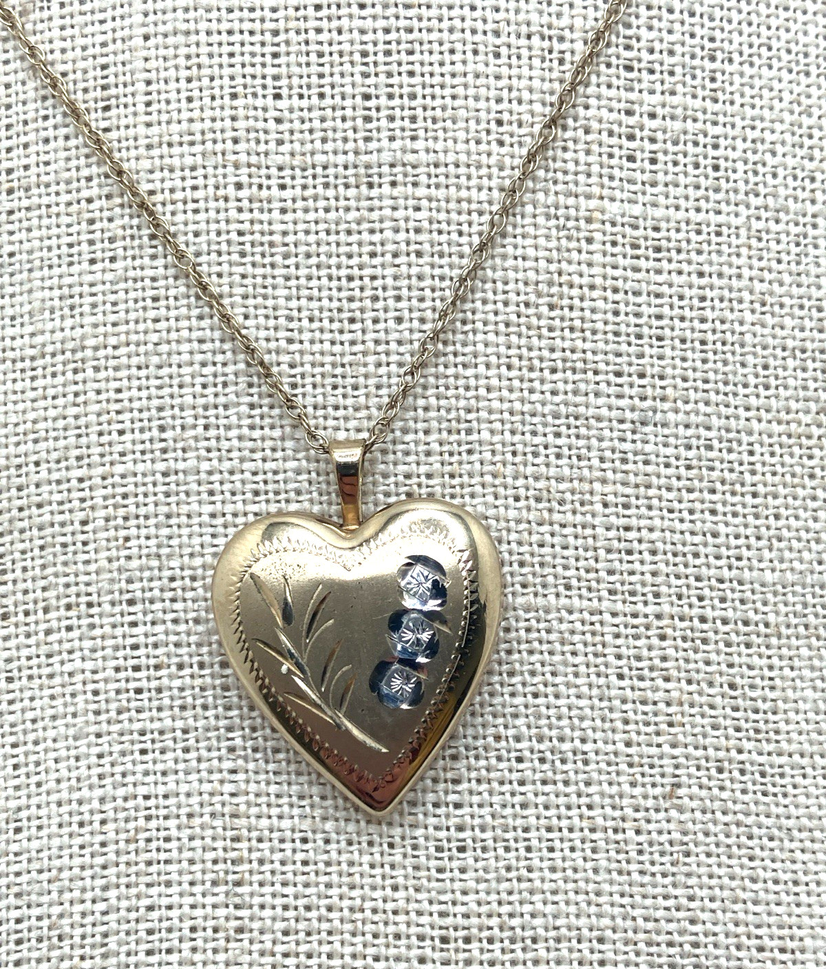 14K Gold-Filled Vintage Etched Locket Stamped PPO 18″