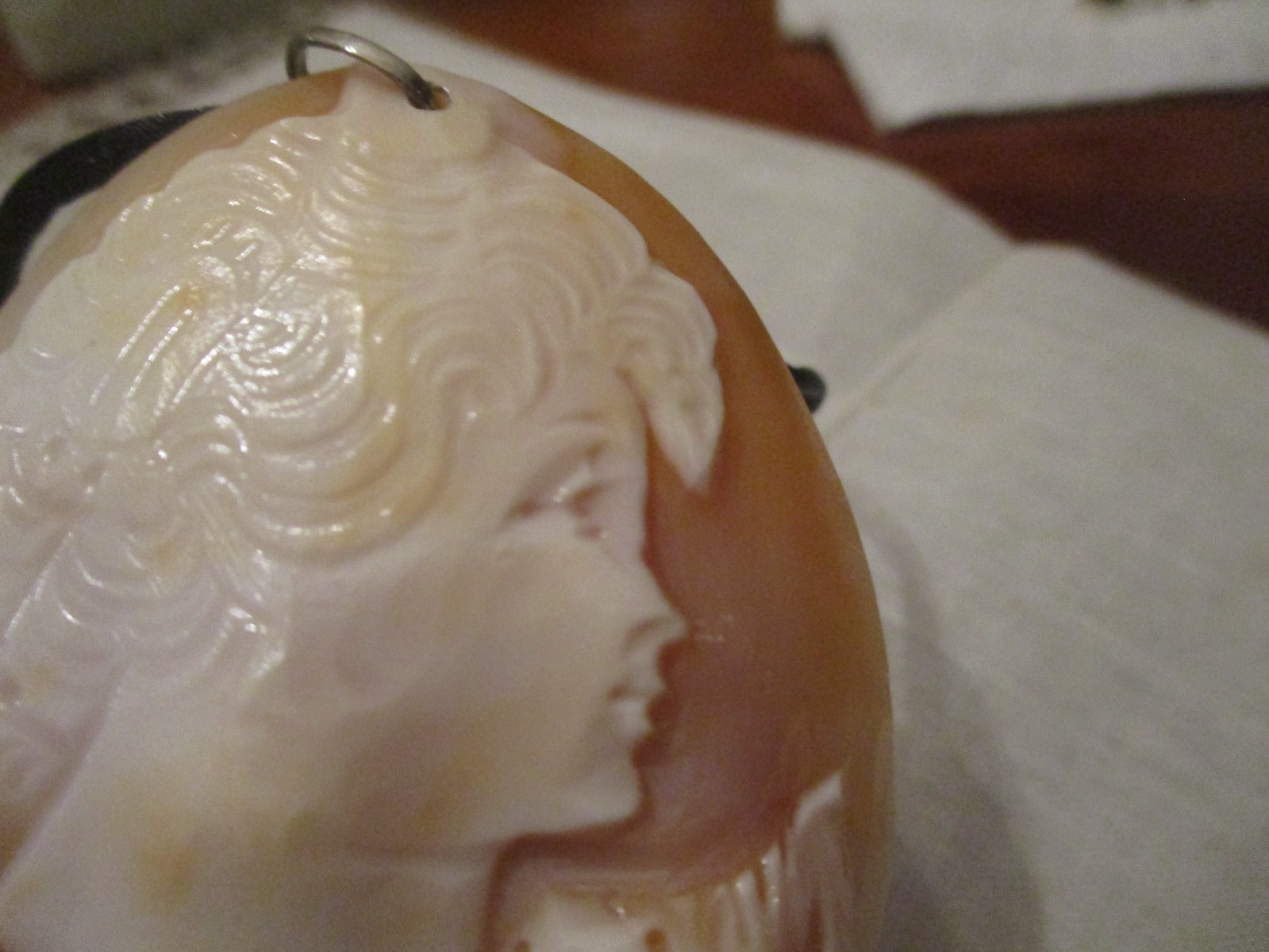 Vintage sterling silver M+M Scognamiglio large cameo pendant, 3 x 2 1/4″, 17″