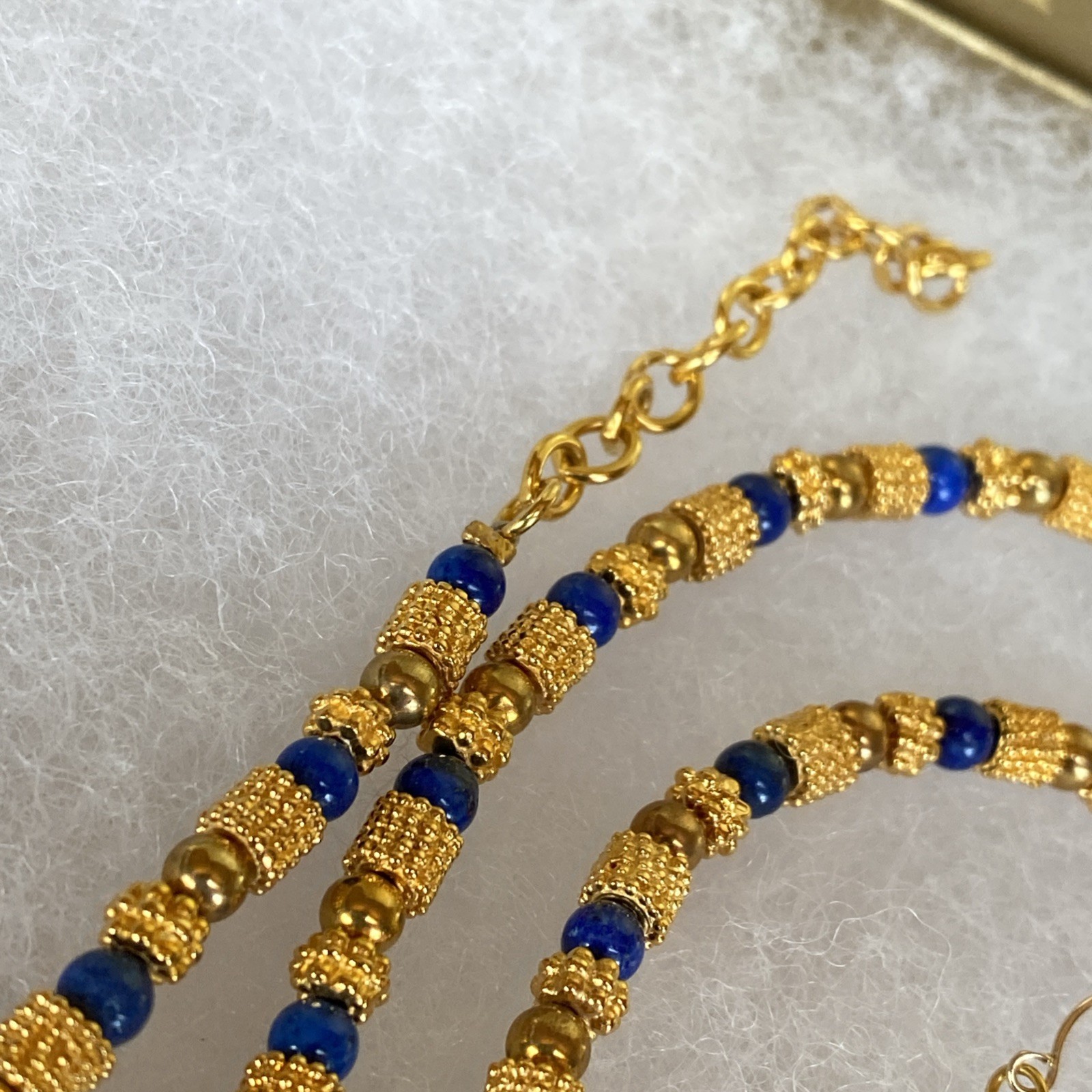 Vtg Museum Museum Art Lapis Lazuli Beaded Necklace Bracelet Etruscan Revival MMA