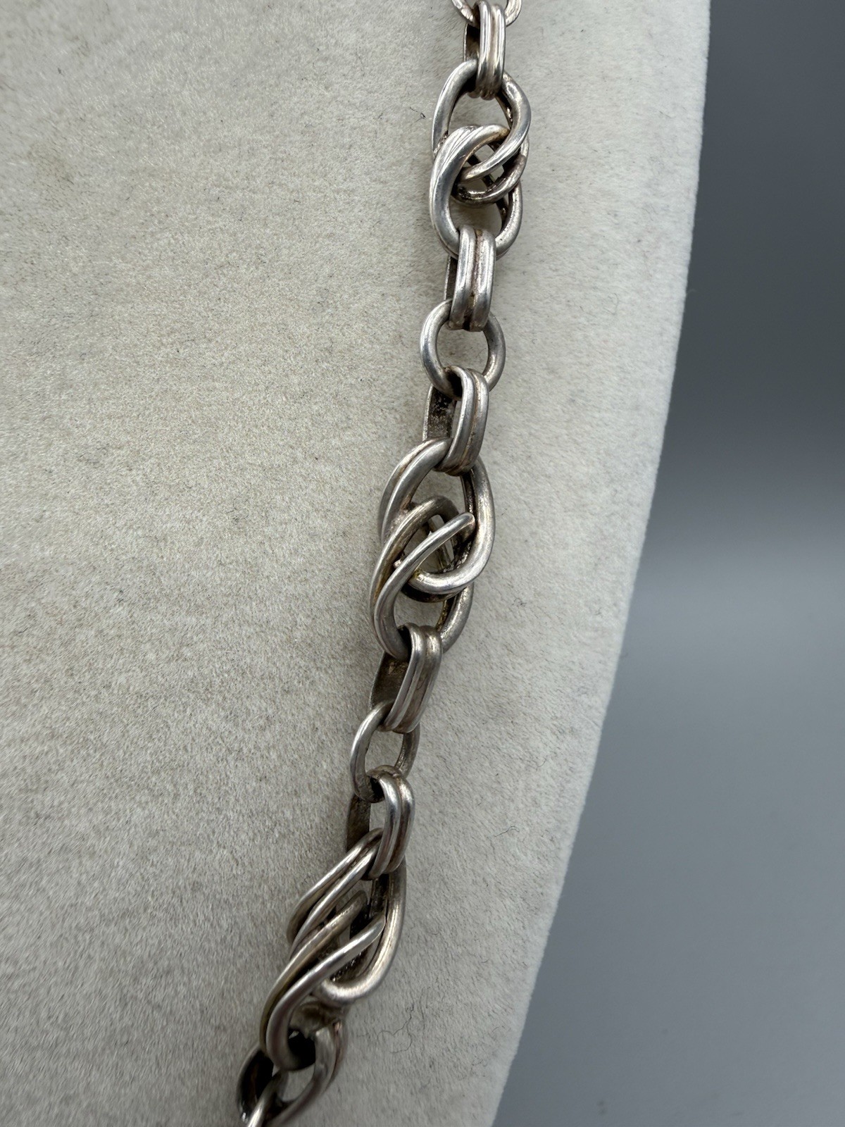 Vintage 1940s 835 Silver Chain Link Necklace