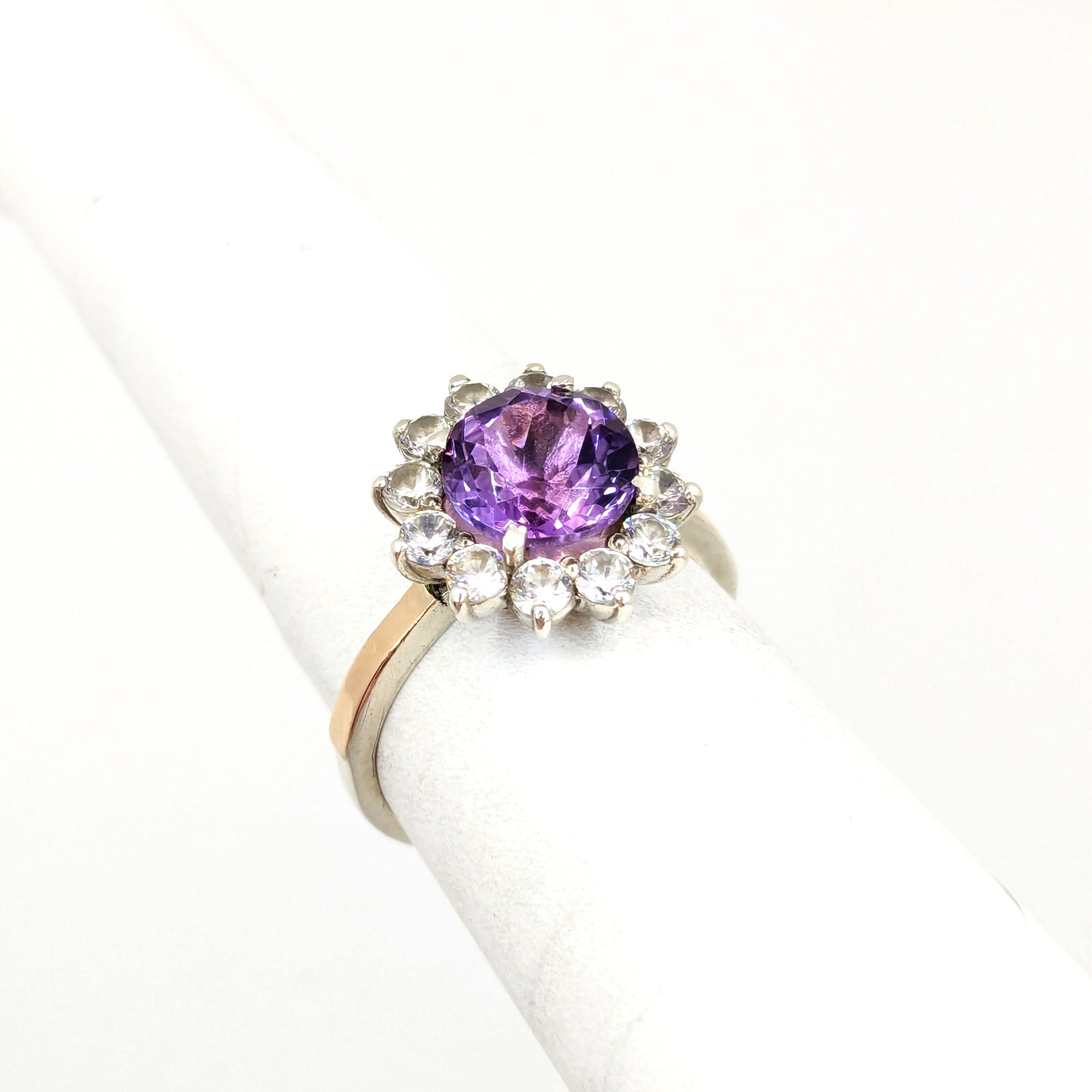 Vintage Luxury RING Silver 925 with Bright Amethyst -size: 7.5US (17.5mm) | #110