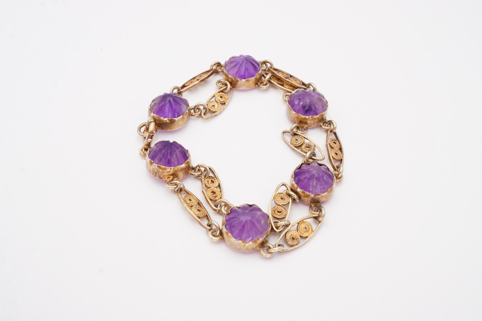 Vintage Gold Filled Amethyst Bracelet 7.5″