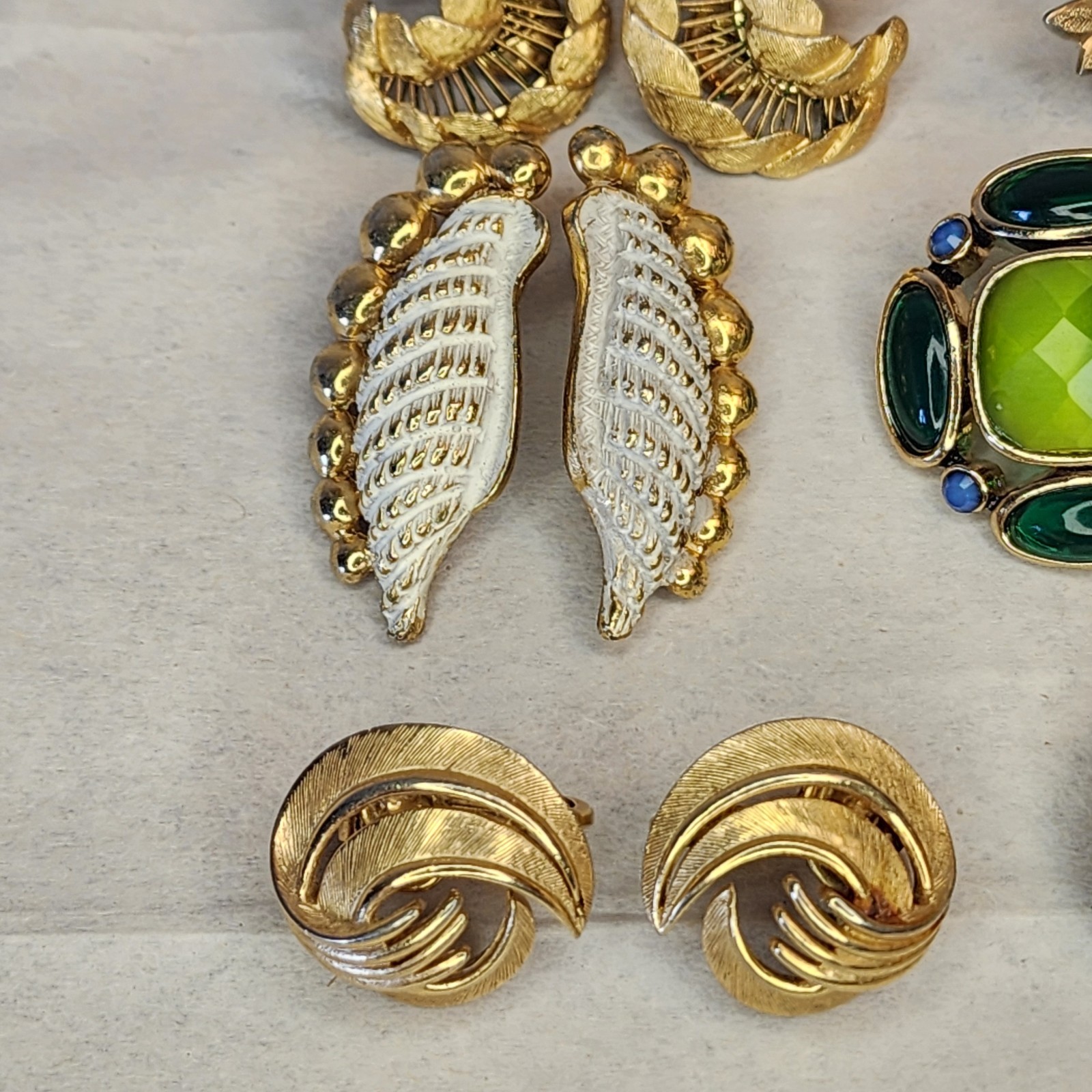 Lot 8 Pair Vintage Clip Earrings All Signed / Marked