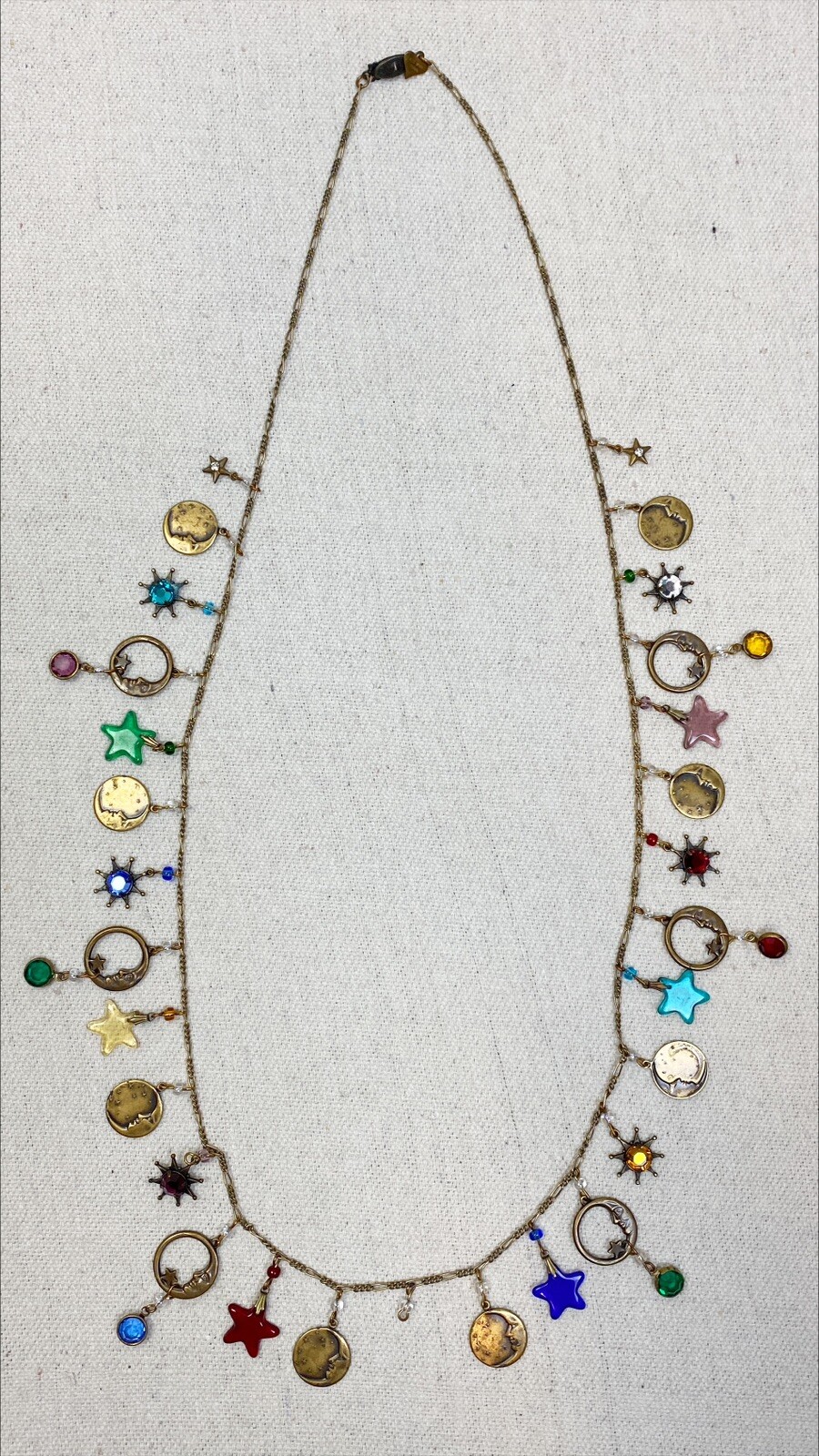 Glass Works Studio Celestial Moon and Stars Charm Necklace *missing One Charm*