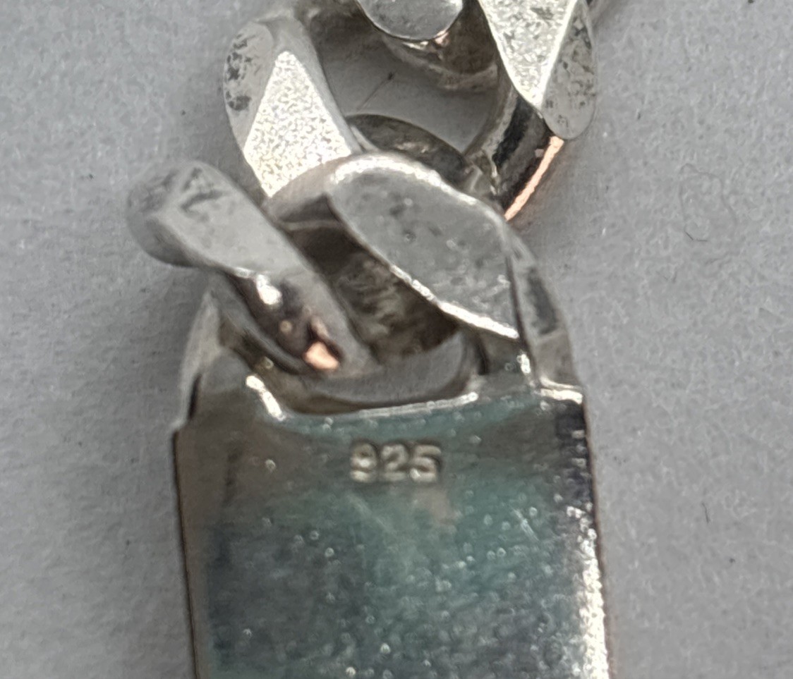 Vintage Sterling Silver ID Bracelet Engravable Figaro Chain Unisex 24.8 Gr 8”