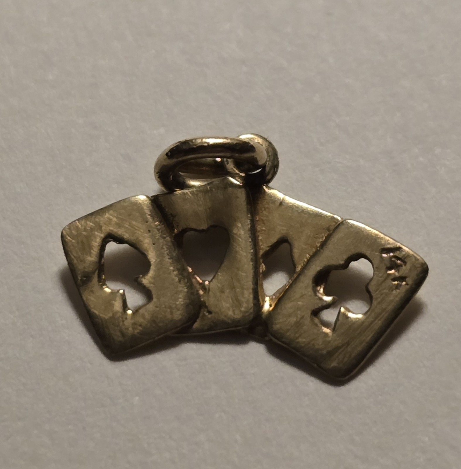 14k Gold Suit Cards Pendant Vintage Custom Made