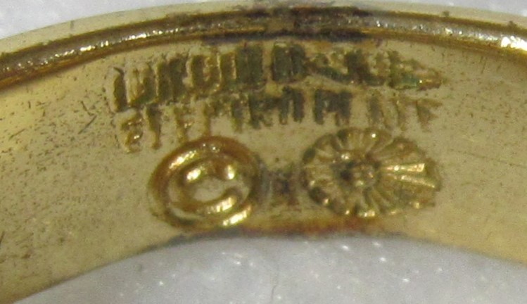 Vintage US Navy Blue Stone Men’s Ring Eagle Anchor 18K Gold Electroplate Size 12