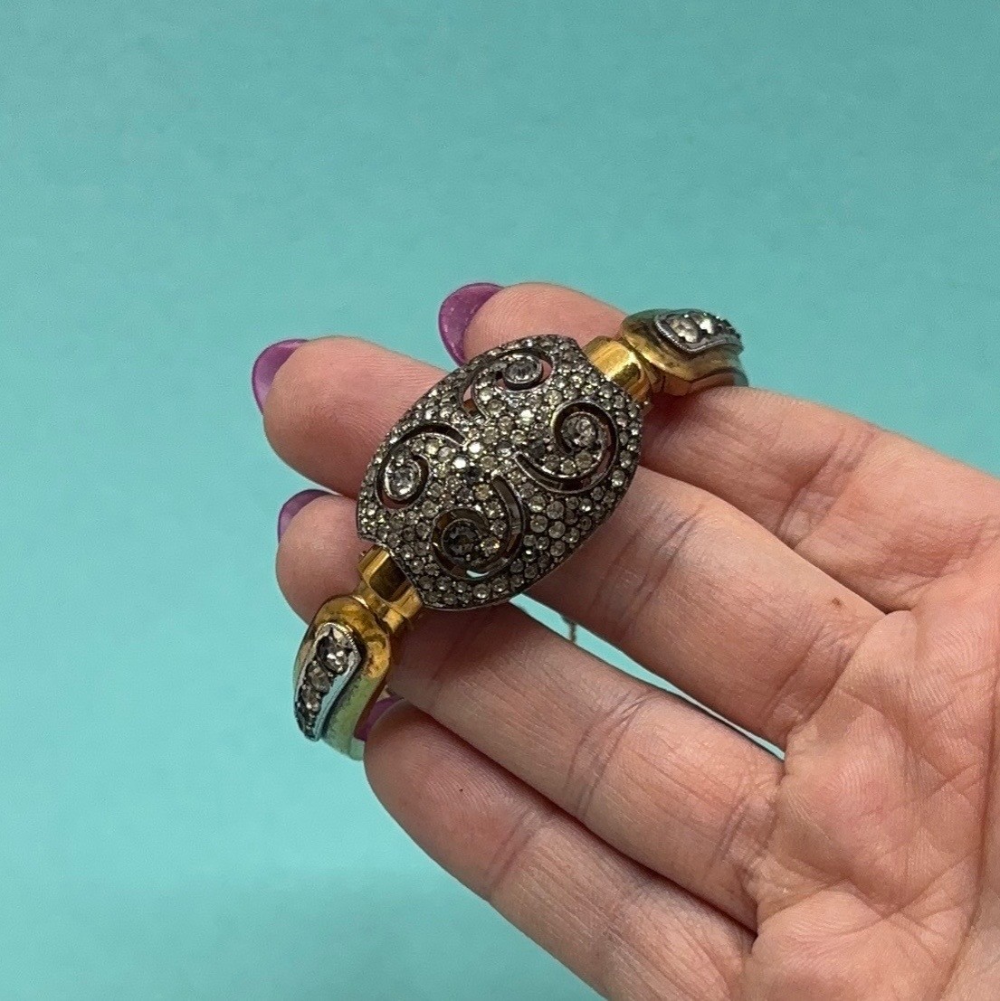 French Potens Prima Hidden Watch Bracelet Paste Set Gold Filled Retro