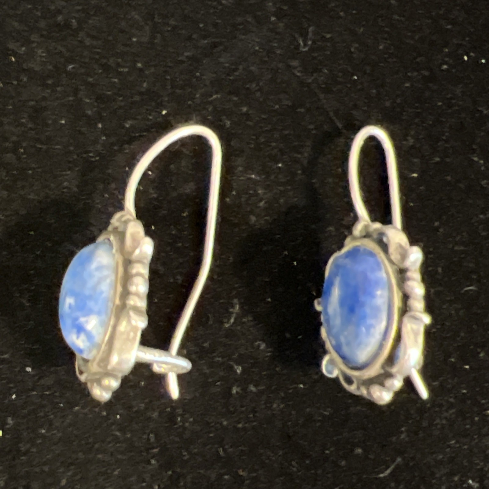 Southwest Sterling Silver 925 Blue Denim Sodalite Earrings 4.7 Gr.