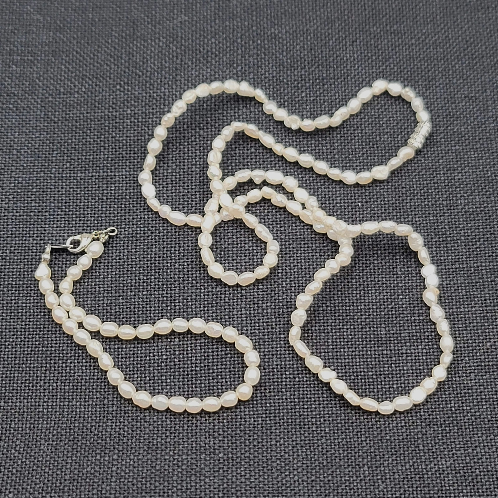 Vintage Freshwater Pearl Necklace and Bracelet Married Set