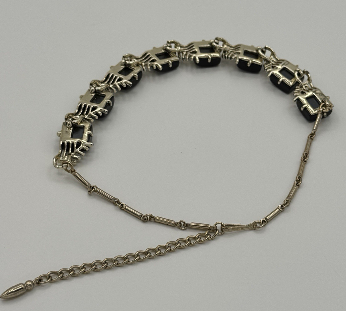 Vintage Coro Thermoset Necklace Blue Gray Leaf Choker Gold Tone Mid Century