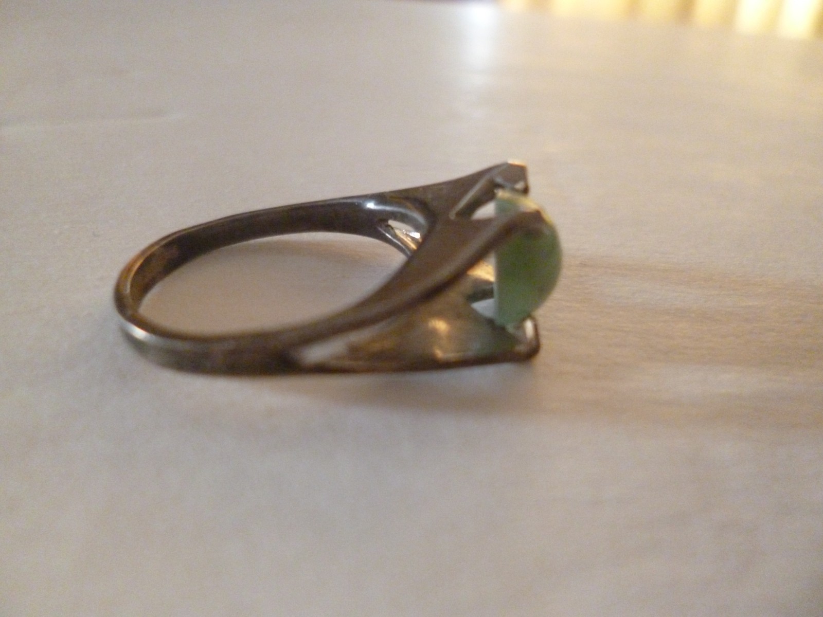 Vintage Sterling Ring With Jade Stone Size 4.25-4.5