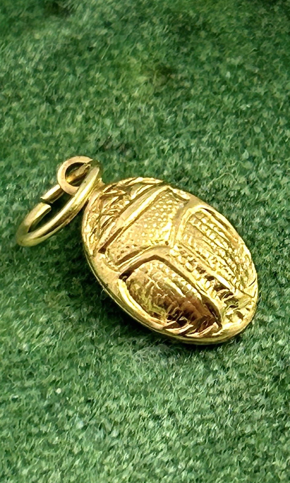 Vintage Scarab Charm Pendant Vintage Jewelry Egyptian Beetle Brass Metal Charm