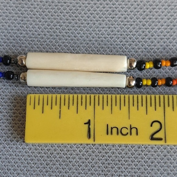 Handmade Women’s Tribal Style Necklace Beige/Multicolor 12.5 Inches