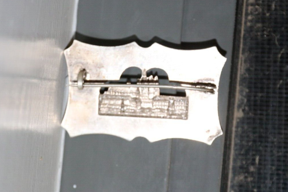 Art Deco SILVER ENGRAVED Rectangle BROOCH – PRAGUE CASTLE
