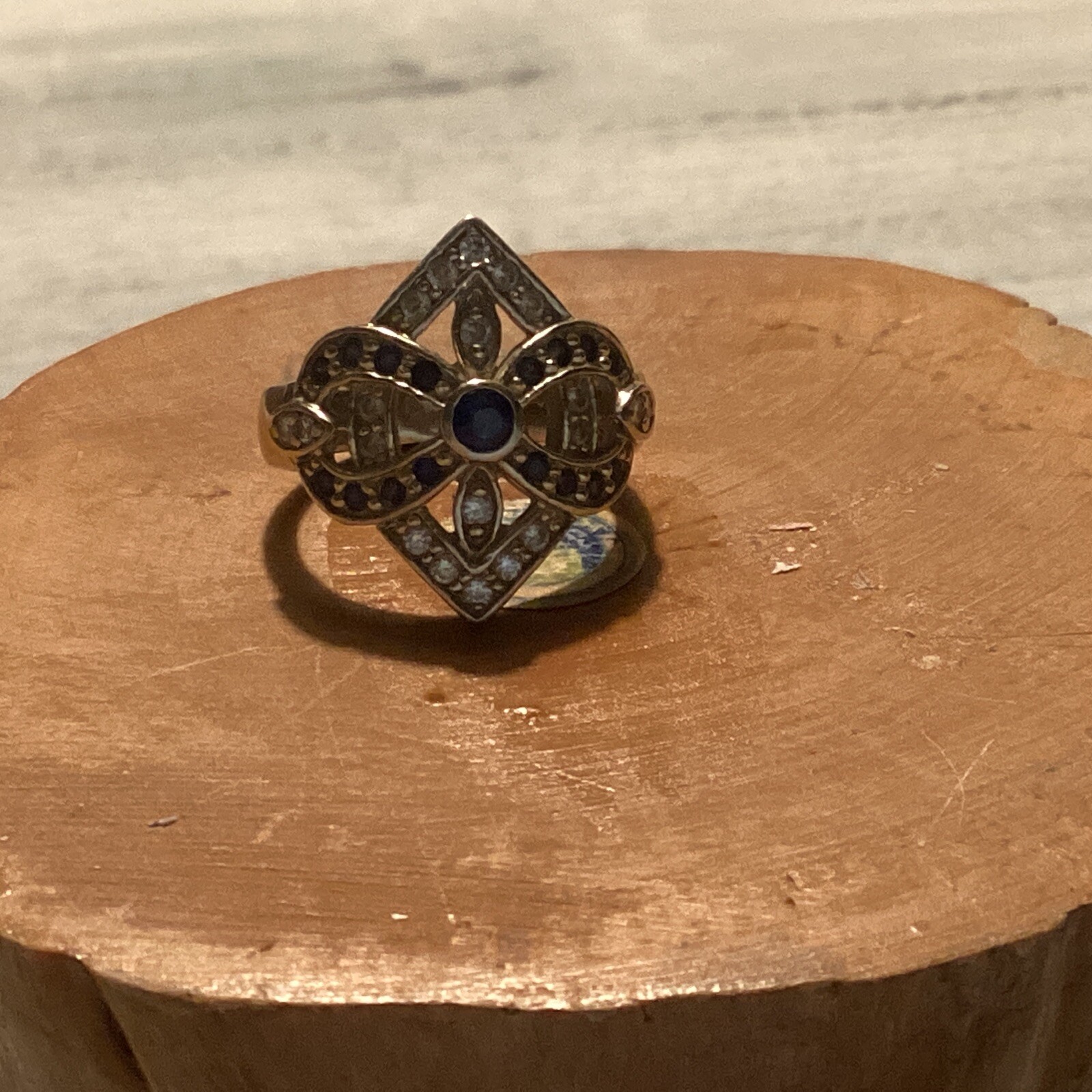 Vintage Electroplate Silver Tone Ring Art Deco Style Size 6.25