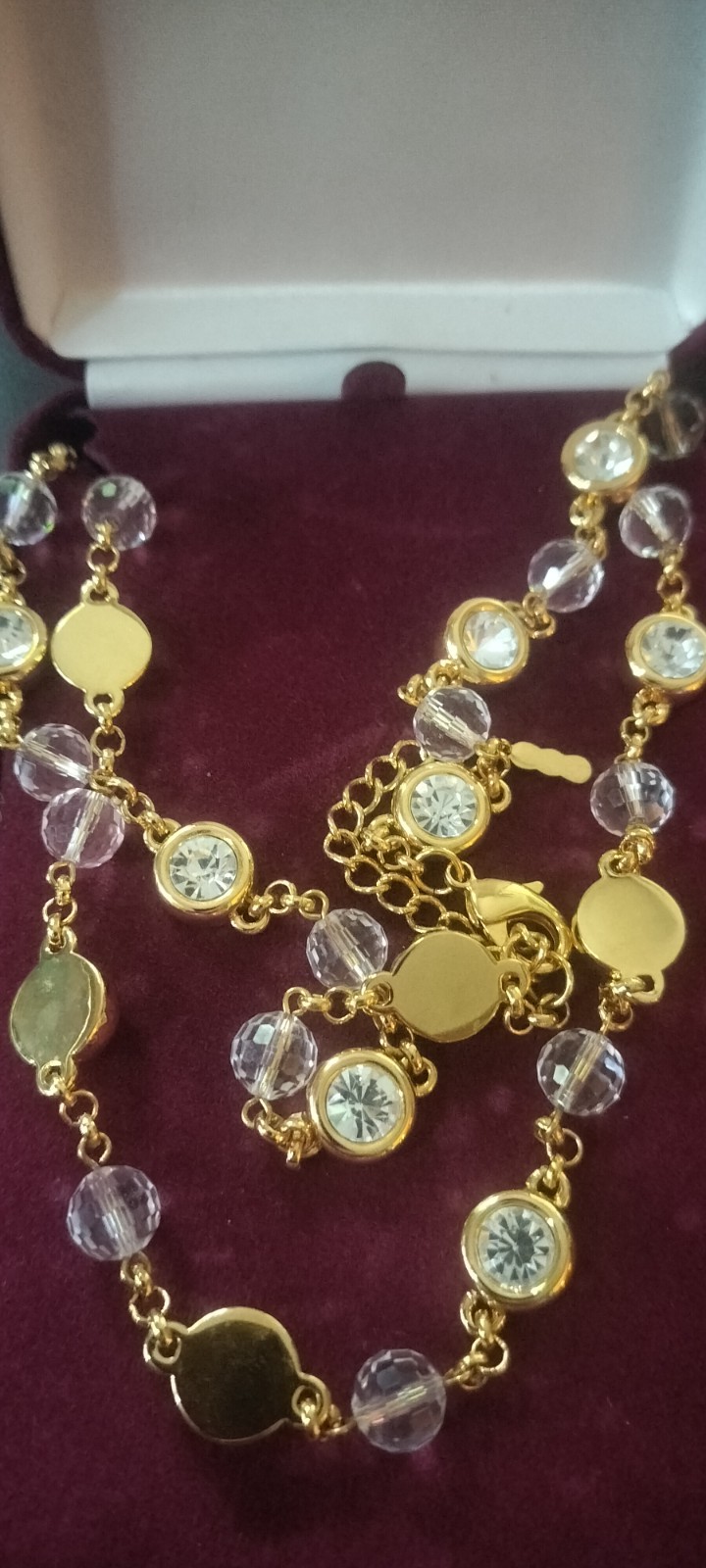 Camrose & Kross Jacqueline Kennedy Crystal Orb Bezel Style Long Necklace Gold