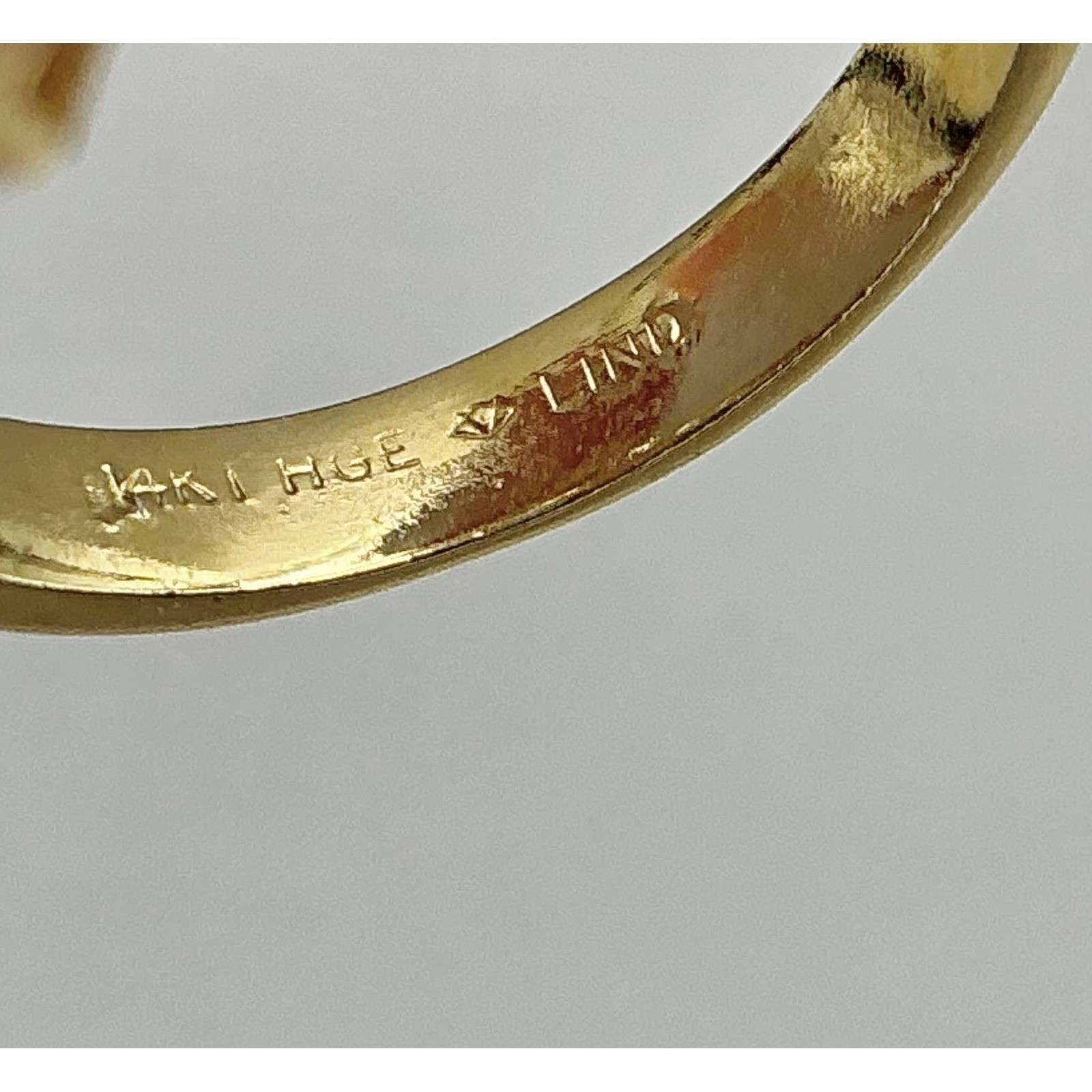Vintage Lind Ring Womens Gold Plated Pear Cut CZ Triple Halo 14K HGE Size 7.5
