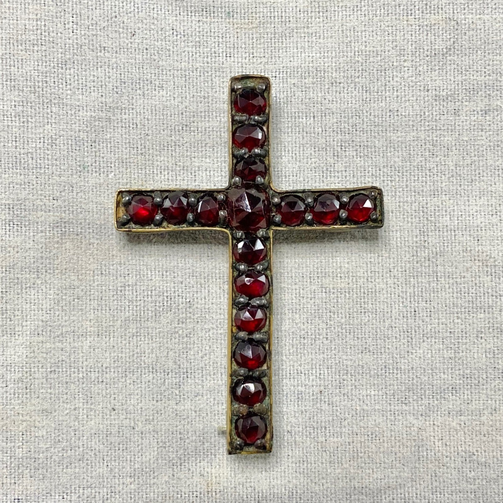 Vintage Bohemian Garnet Gold Tone Jewelry Lot Cross Pin Earrings Safety Chain