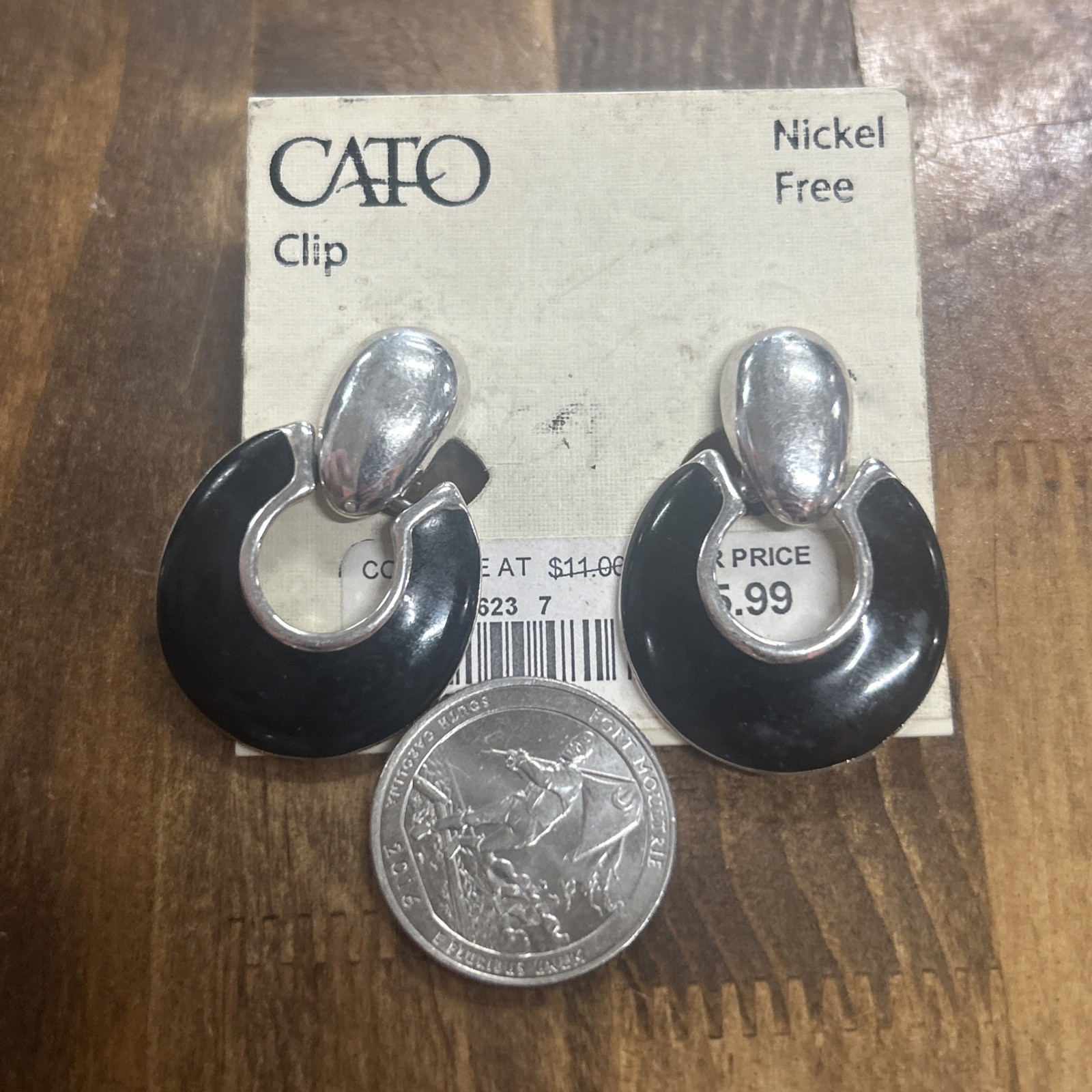 Cato Clip On Nickel Free Silver Tone Hoop Dangle Earrings