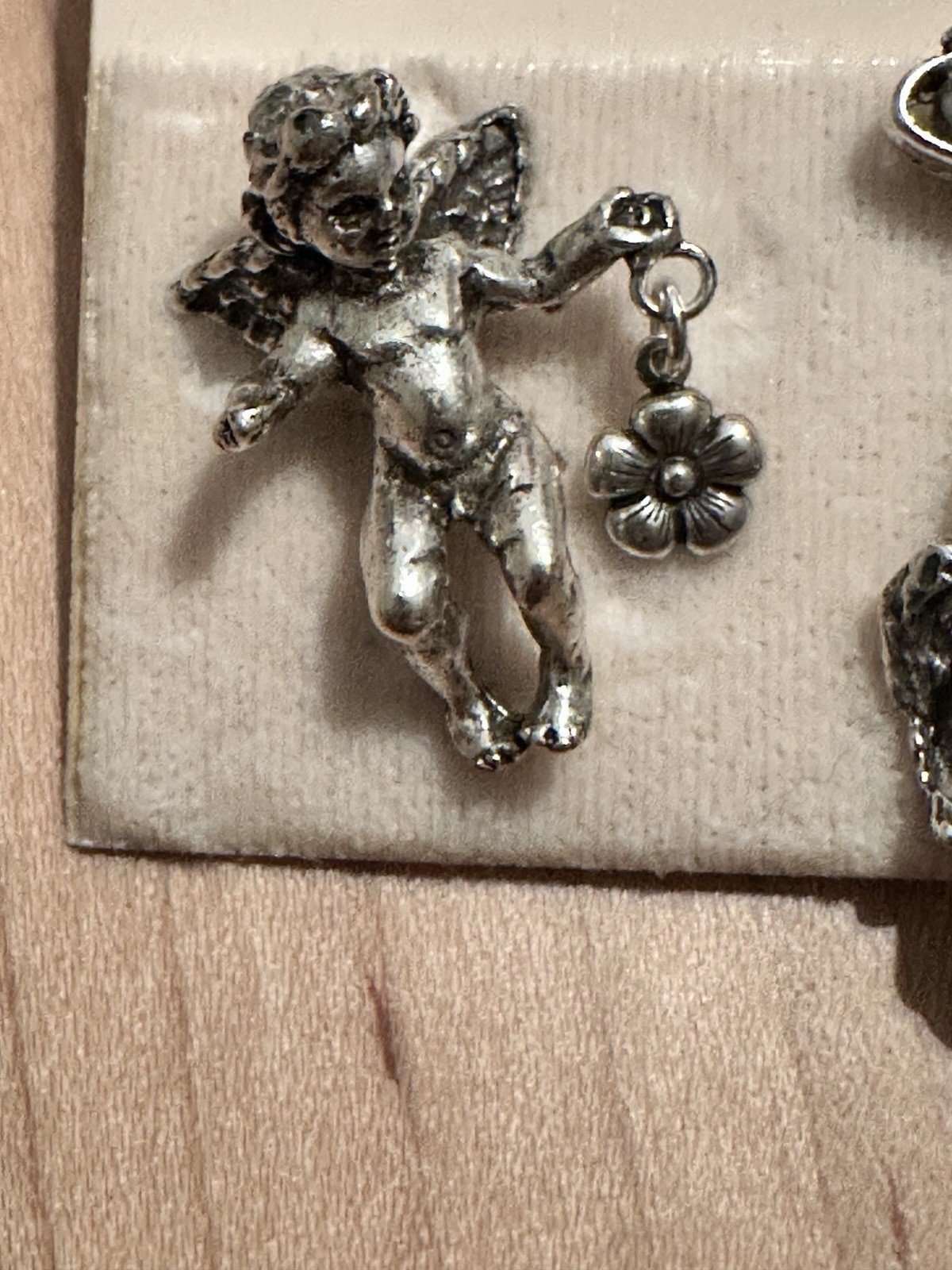 Vintage Kirk’s Folly Angel Cherub Silver tone 3 pcs Pin Brooch New