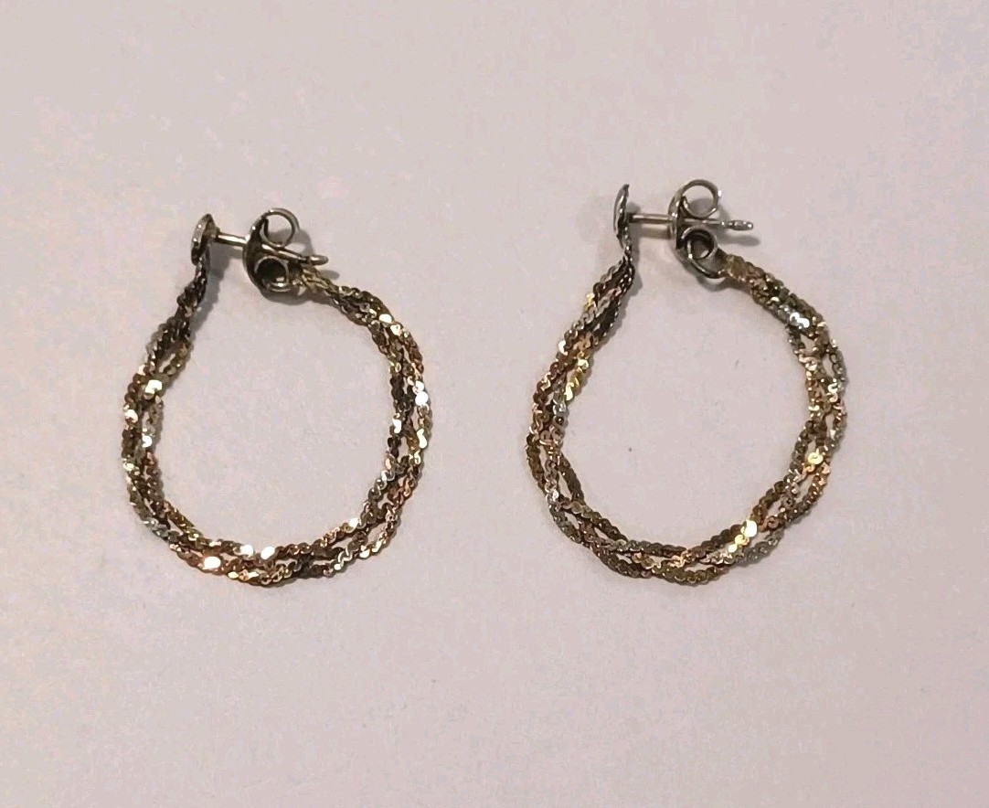 Vintage Sterling Silver Wrap Around Braided Rope Earings Marked 925