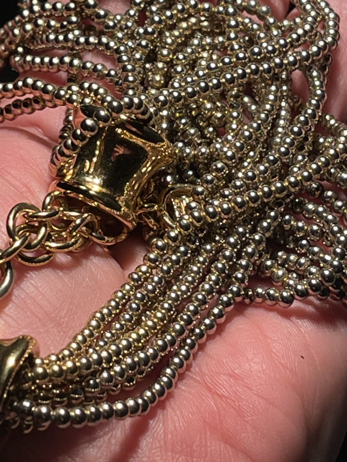 Vintage GIVENCHY signed 7-Strand Gold Tone Beaded 19″ Choker Necklace!