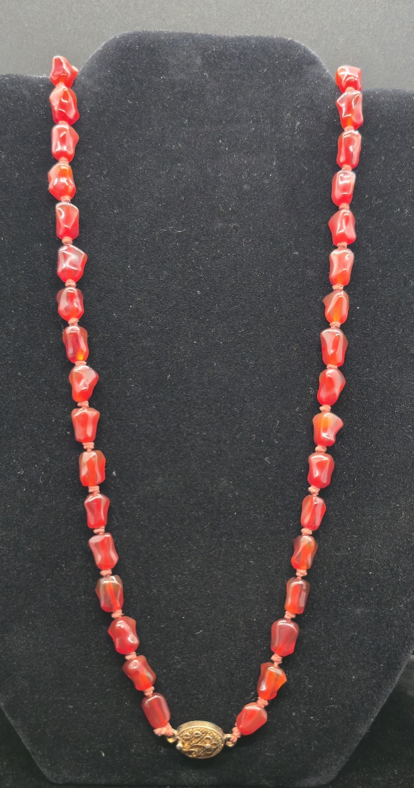 Vtg Chinese Export Sterling Silver Carnelian Necklace