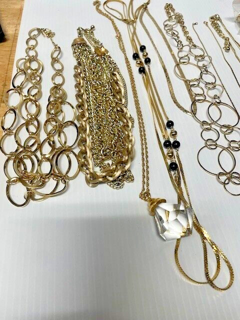 Vintage To Modern Gold Tone Costume Jewelry lot 1 lb Bag FC-9-3