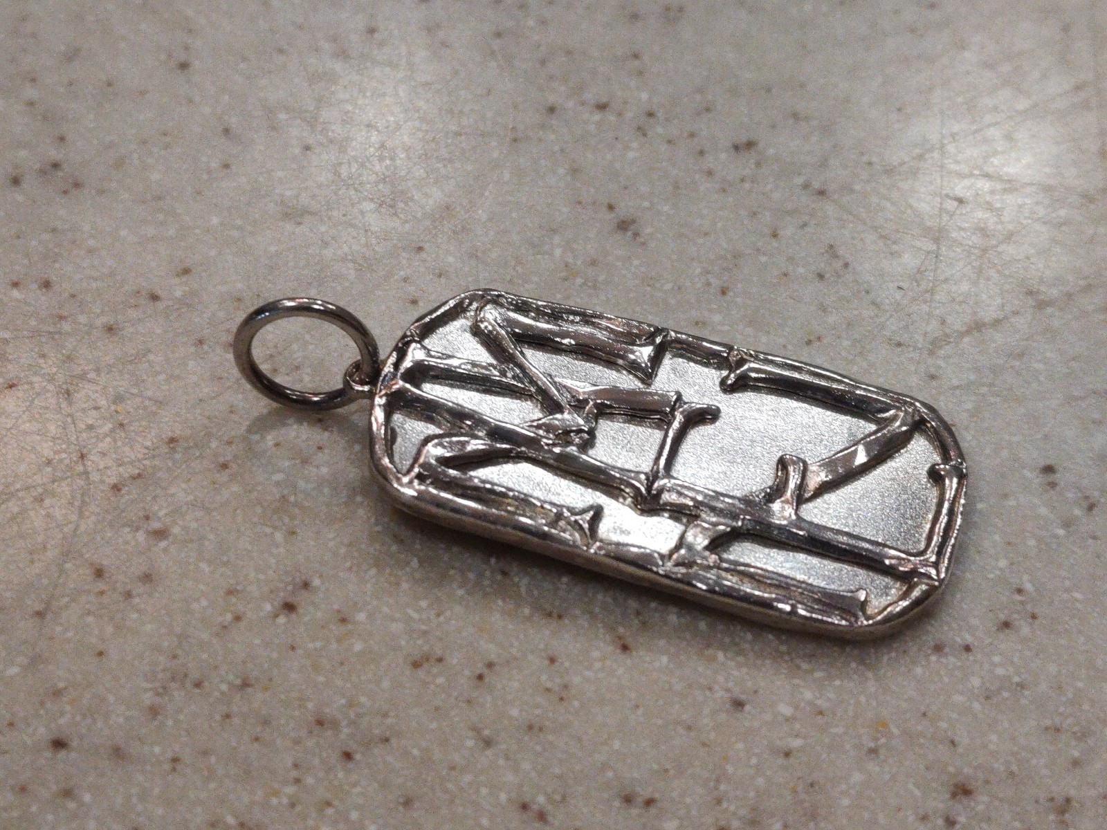RARE! VINTAGE WP WAXING POETIC 925 STERLING SILVER “AMEN”? DOG TAG STYLE PENDANT