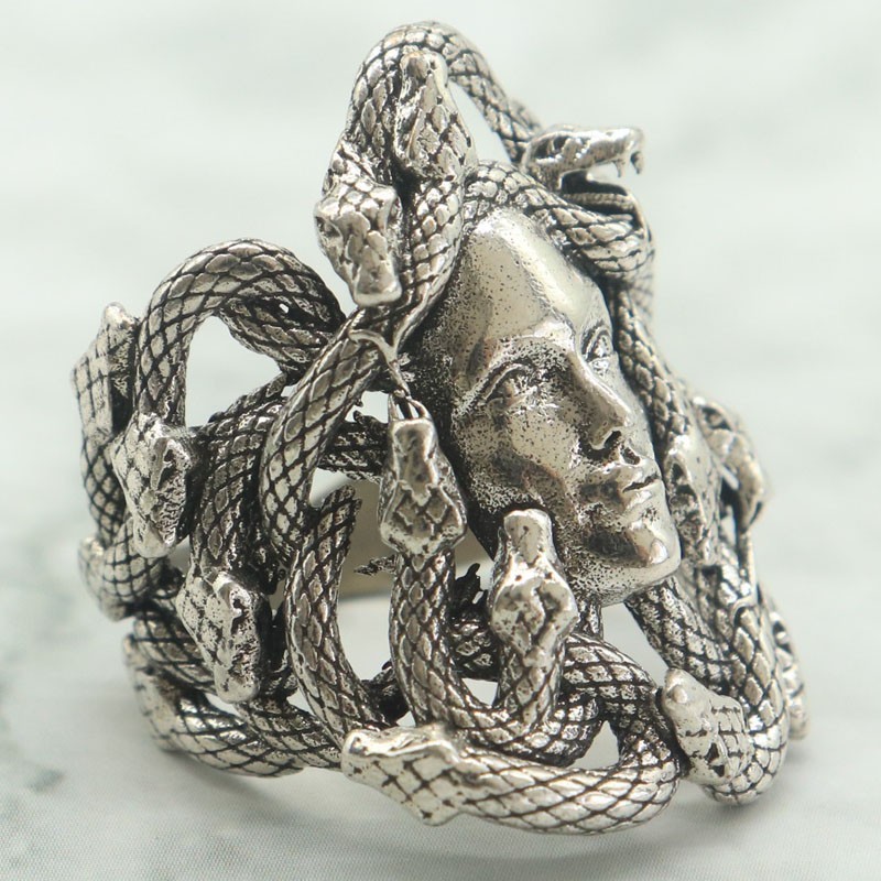 Buy 3 Get 1 Free Medusa Gorgon Head Women Silver Rings Many Size