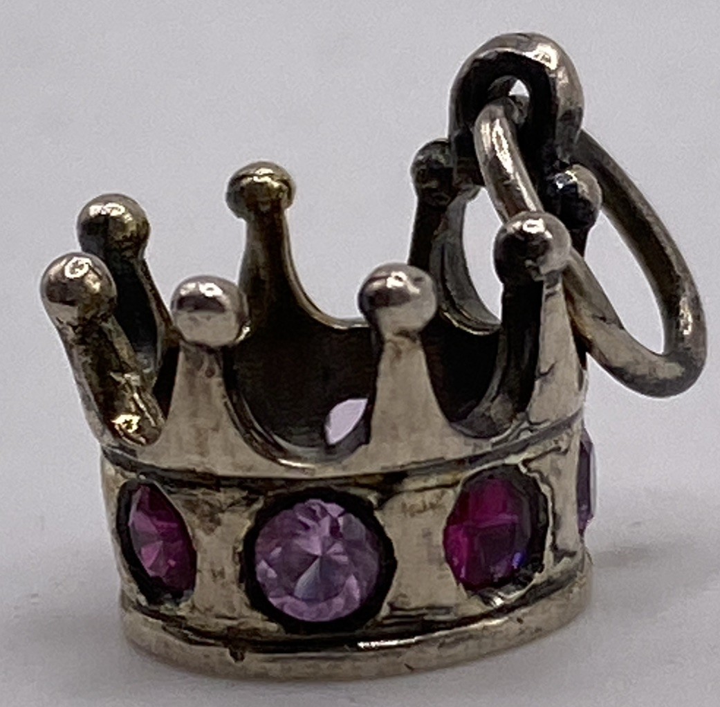Brown County Sterling Silver Rhinestone Purple Charm 2.3g 1/2”