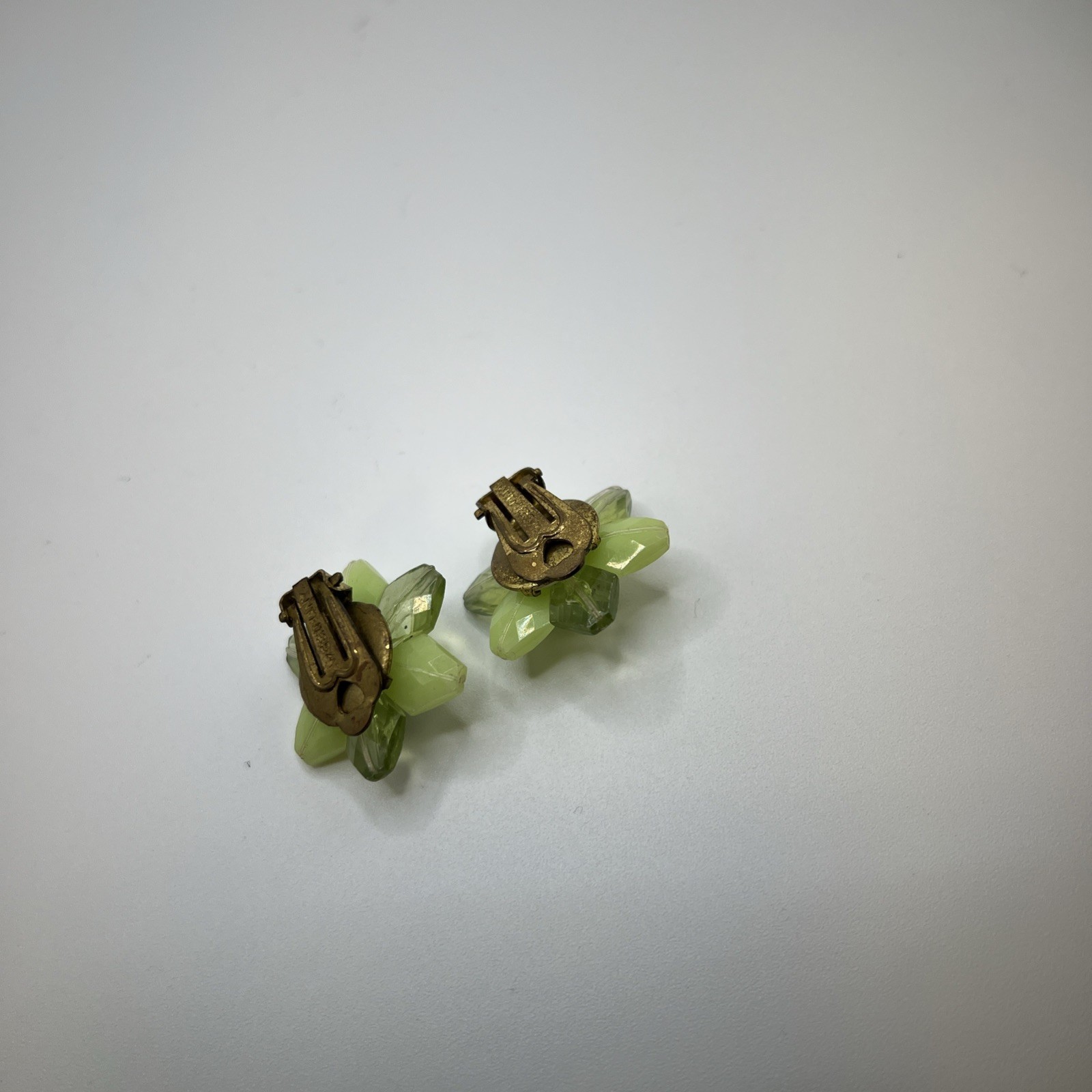 Vintage W.Germany 1950-70s, Neon Green , Floral Clip-on Earrings