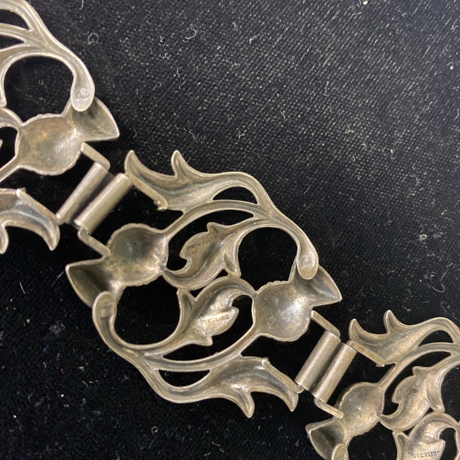 Sterling Silver 7 Inch 30g Panel Bracelet A Repousse Design Of Scottish Thistles