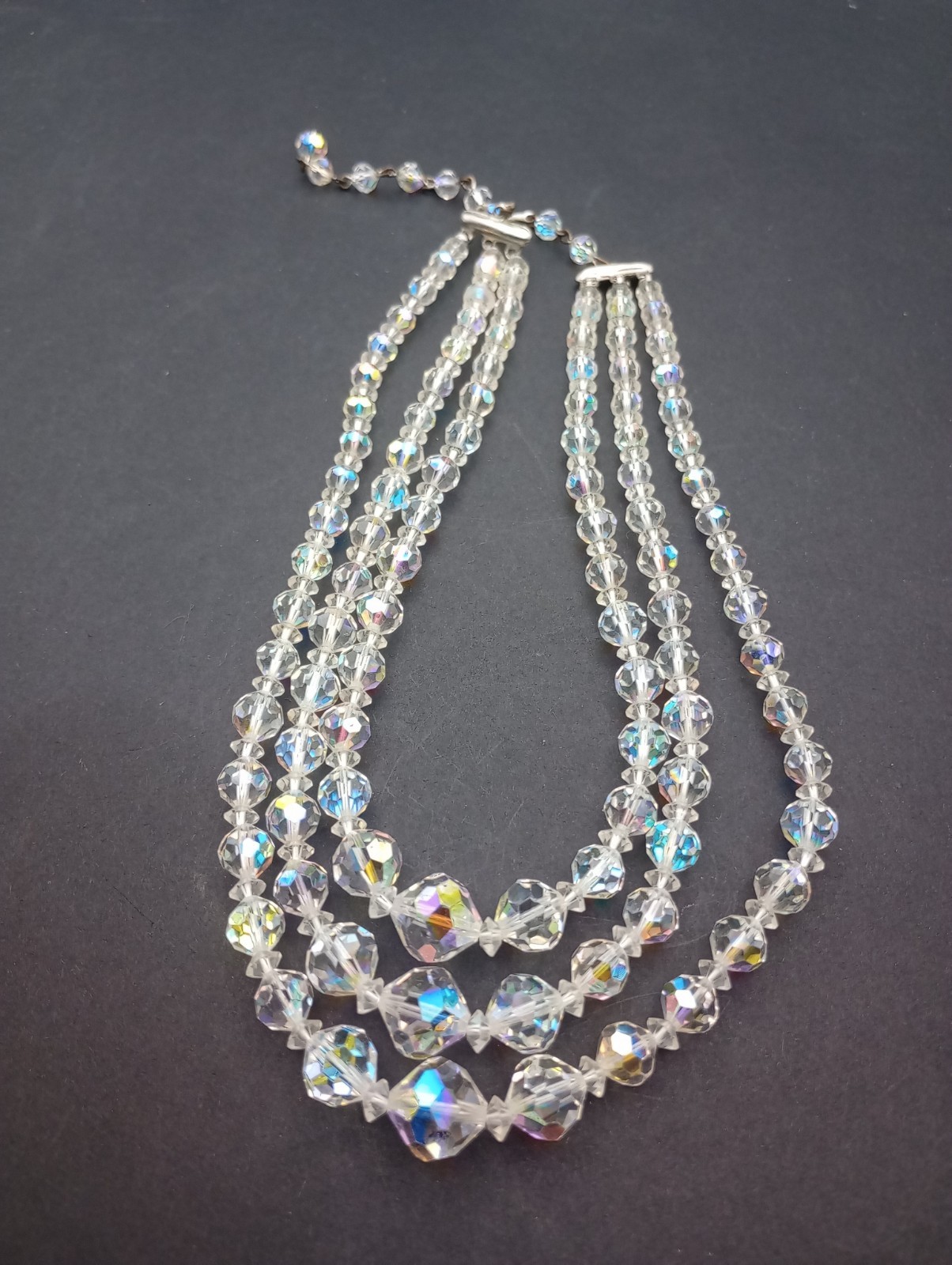 Vintage 3 Strand Australian Crystal Necklace 8″ Pre-owned