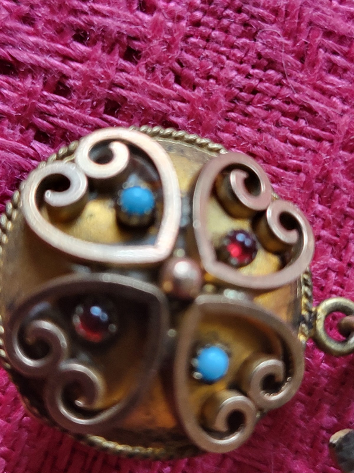 Antique Victorian Gold Filled Book Chain With Etruscan Charms OOAK