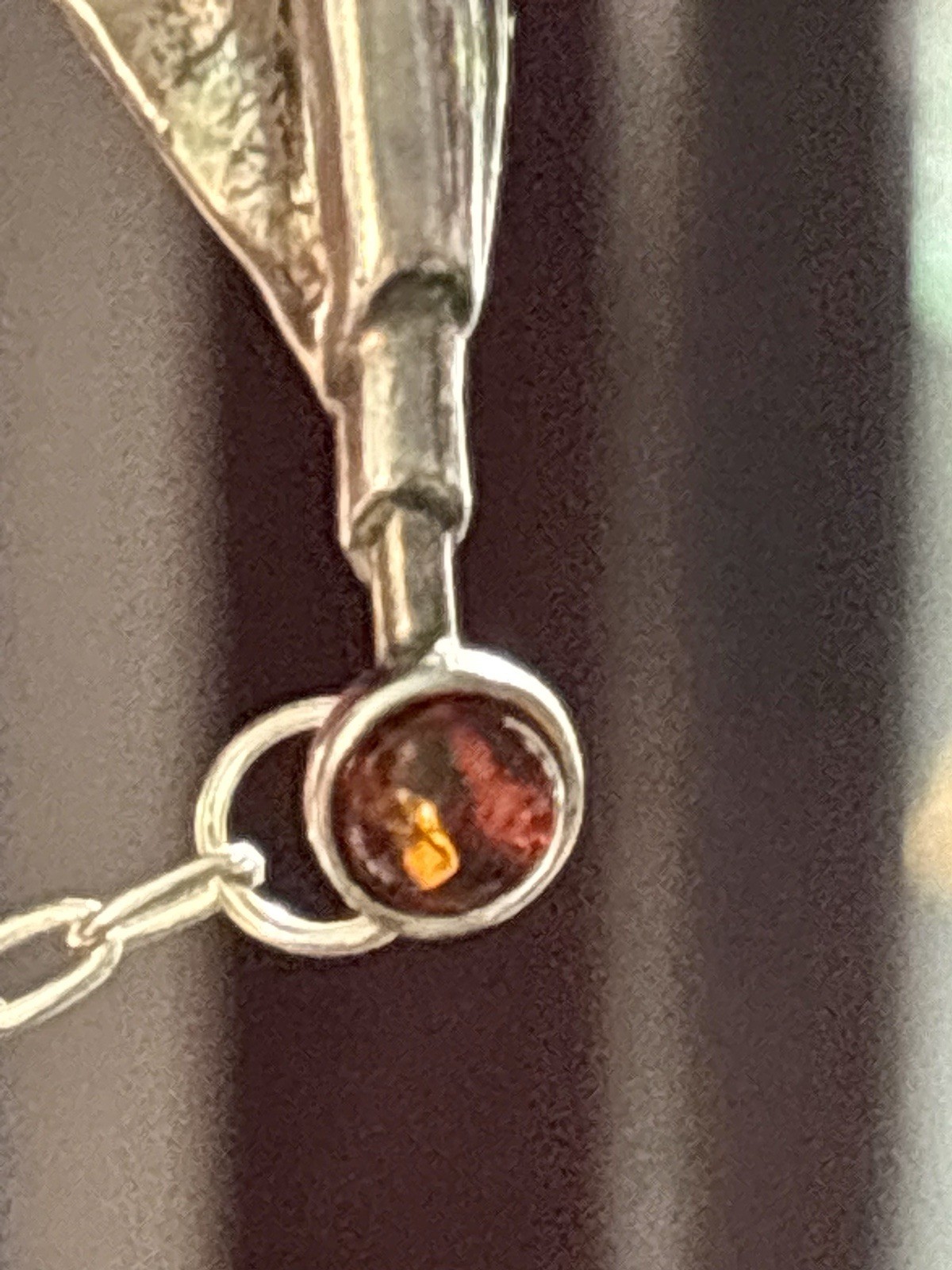 Vintage 17” Sterling & Amber Brutalist Necklace / Amazing!!