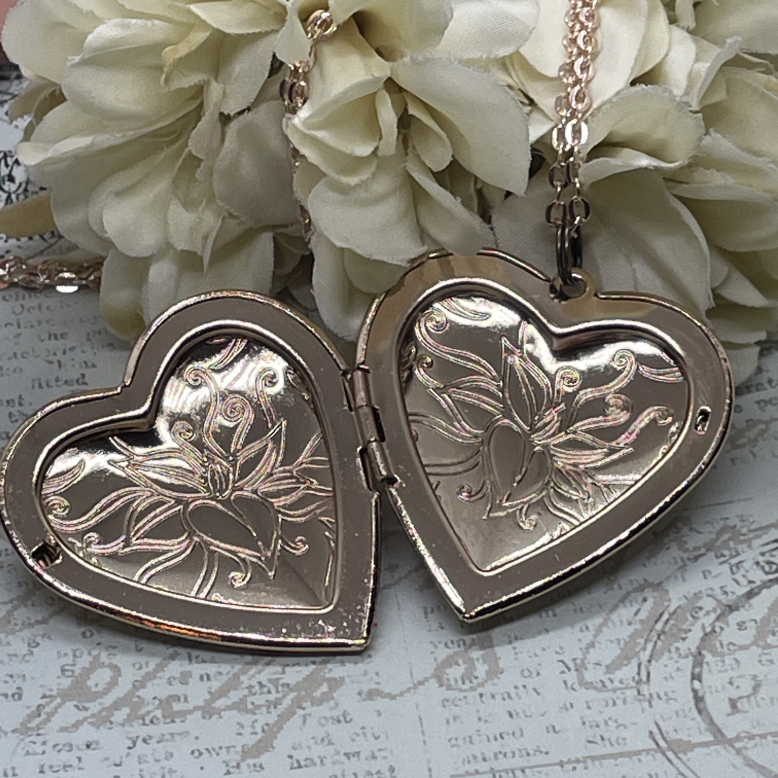 Blue Jay Bird VALENTINE Rose Gold Heart Locket Anniversary Bridal Gift Wedding