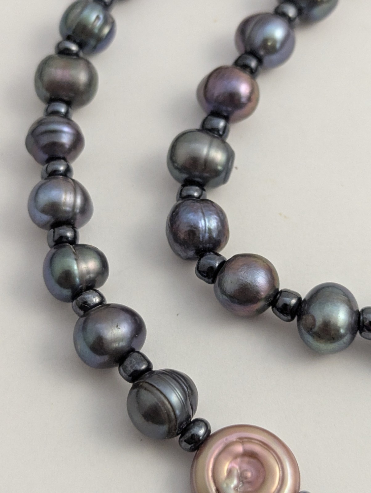 Vtg Handmade Necklace Lot Hematite Pearl Carnelian Garnet Beads Gold Filled