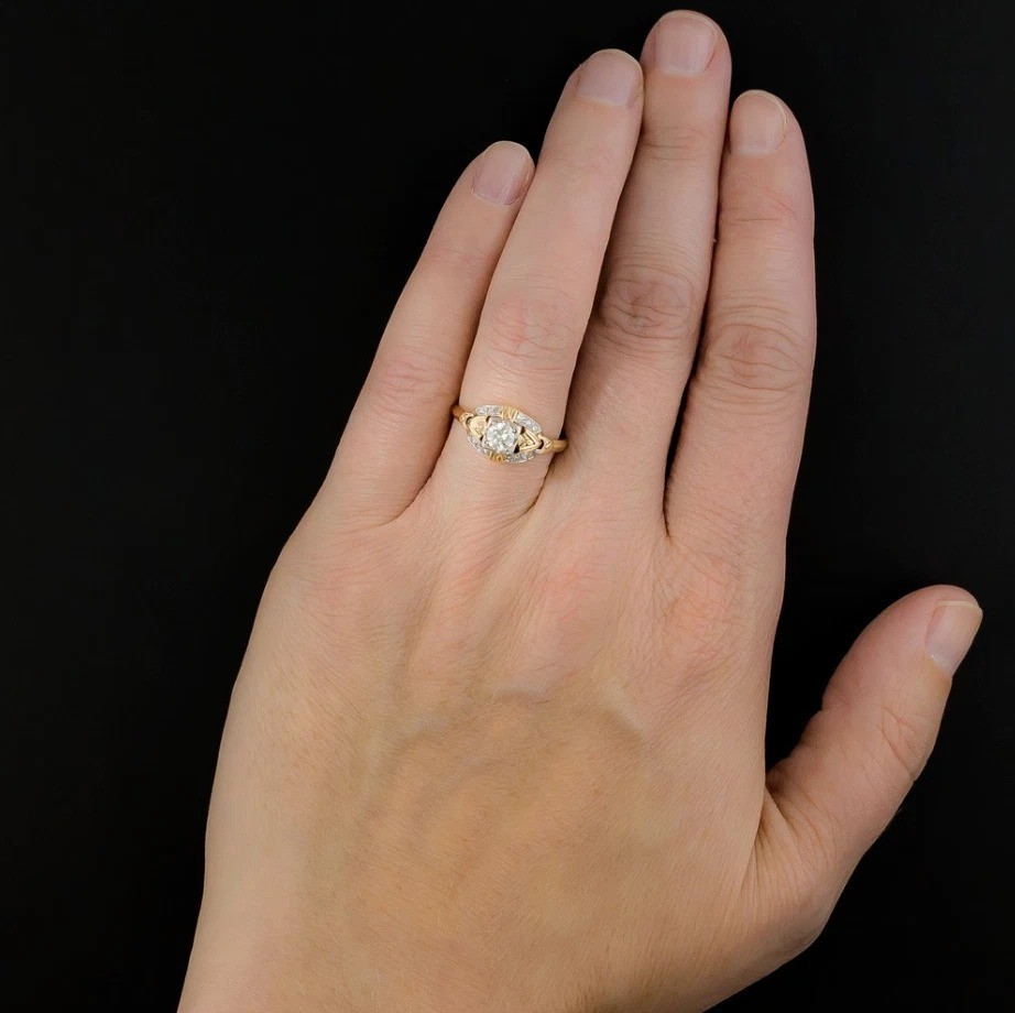 Art Deco Vintage Style Lab Created Diamond Wedding Anniversary 925 Silver Ring