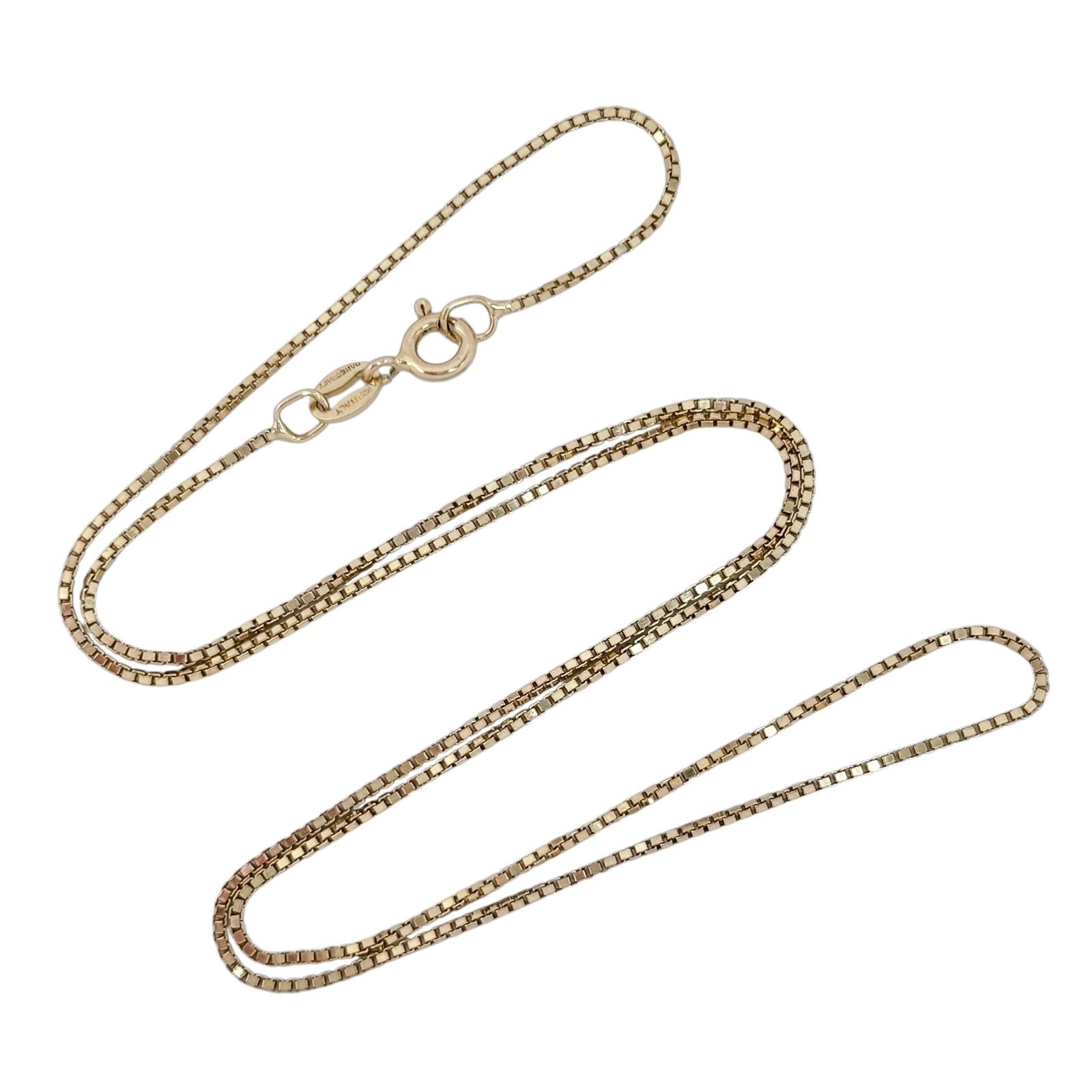 Vintage Italy Danecraft Gold-Tone Sterling Silver 925 Box Chain Necklace 18″