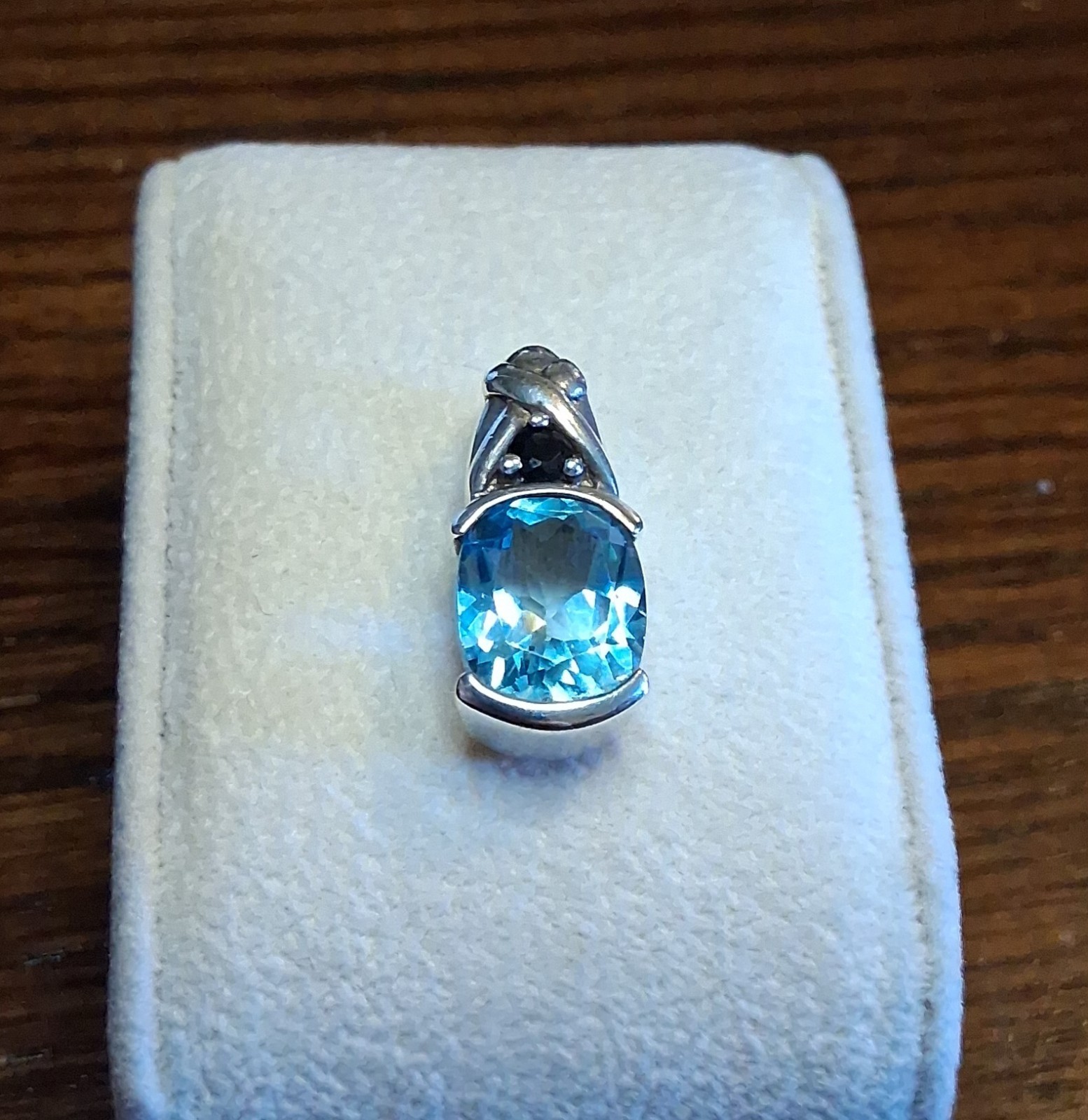 Vintage 1990s Sterling Blue Topaz & Sapphire Pendant 4.8g See Pics/Description