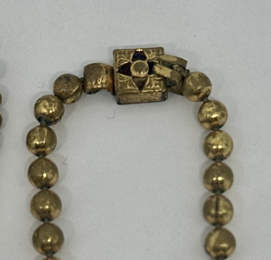 Vintage Victorian Ball and Chain Brass Ornate Slide Clasp Necklace Lot of 3