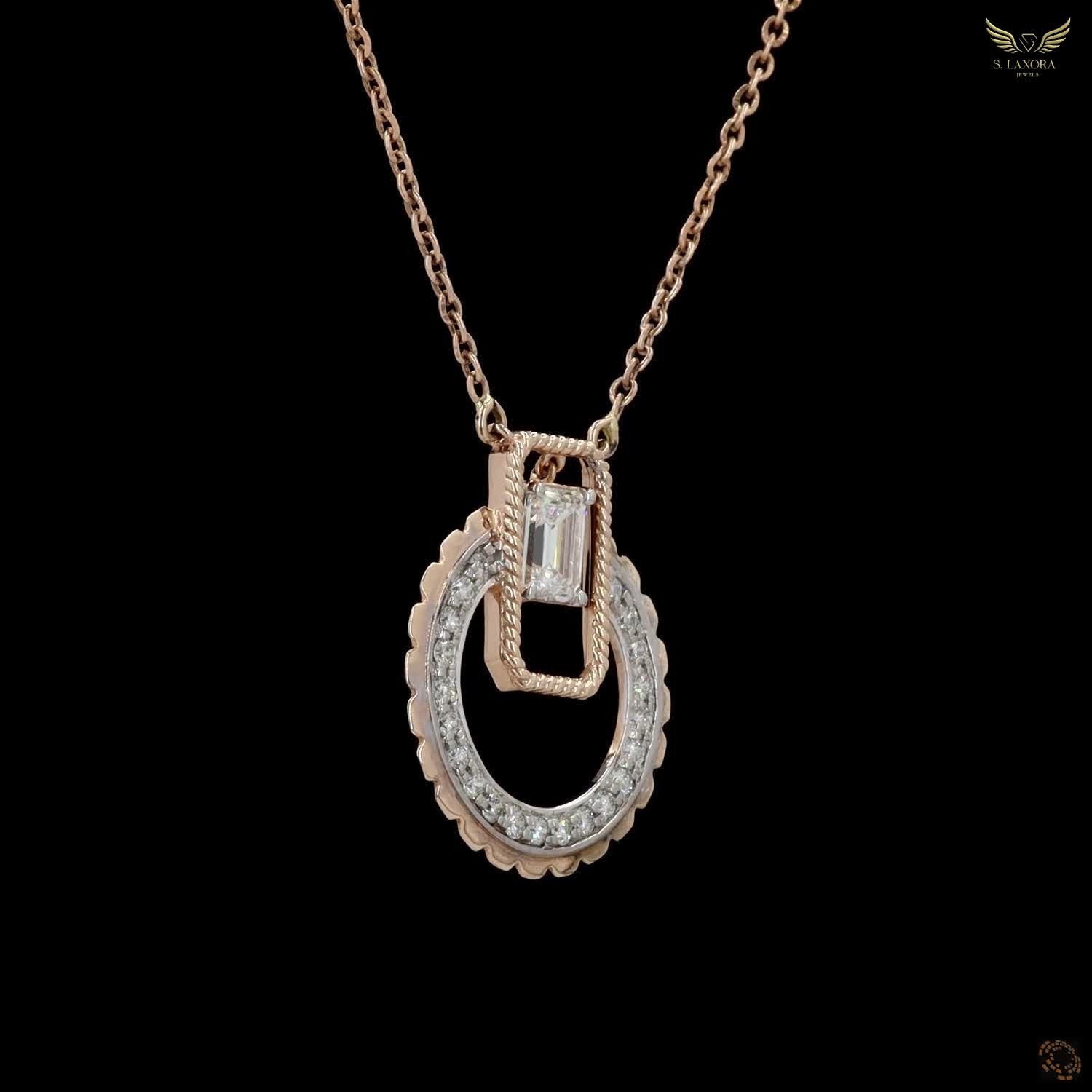 Lab Created Diamond 0.82ct Pendant Necklace Rose Gold Plated Gift