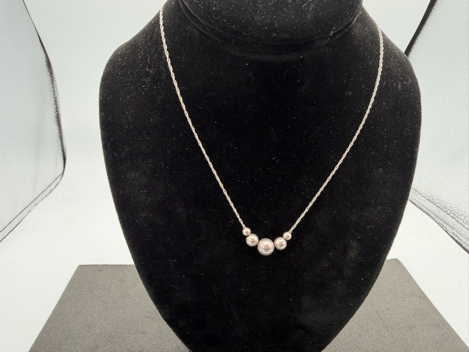 2.36g Vintage Sterling Silver 925 Beaded Ball Chain Pendant Necklace 20 in M